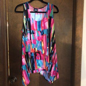 Jostar XL top, multi colored, polyester blend, non wrinkle